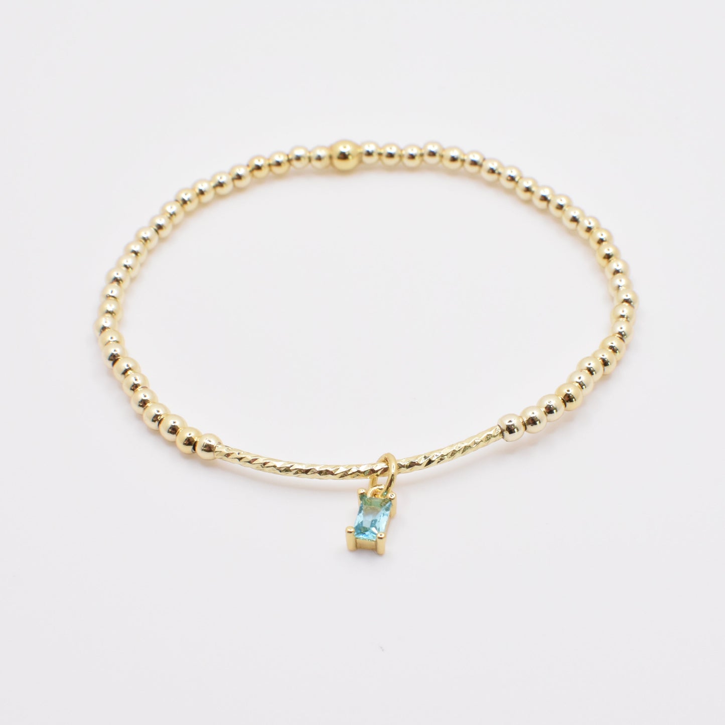 14K TWISTED BAR BEAD BRACELET