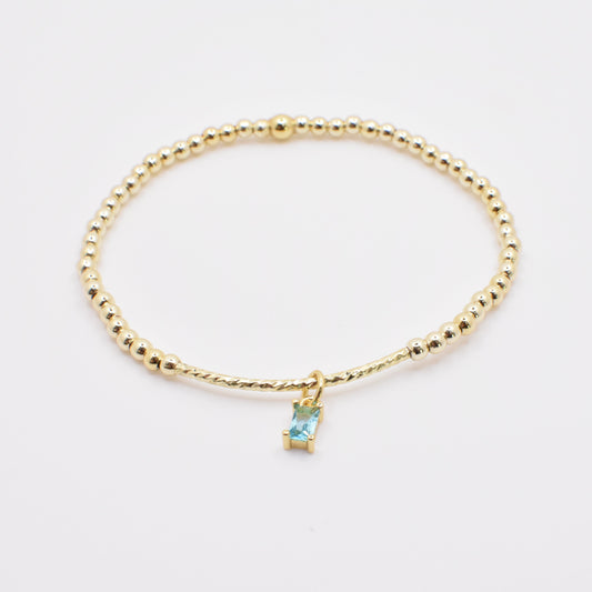 14K TWISTED BAR BEAD BRACELET