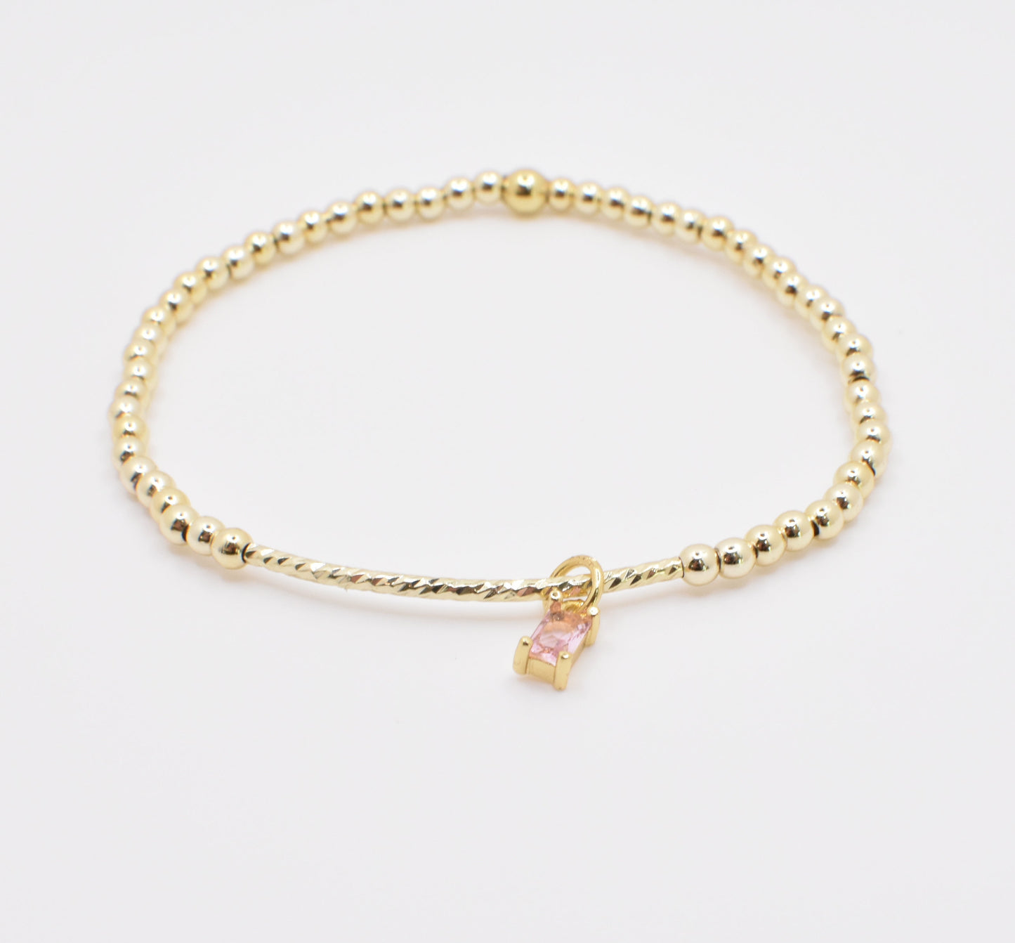 14K TWISTED BAR BEAD BRACELET